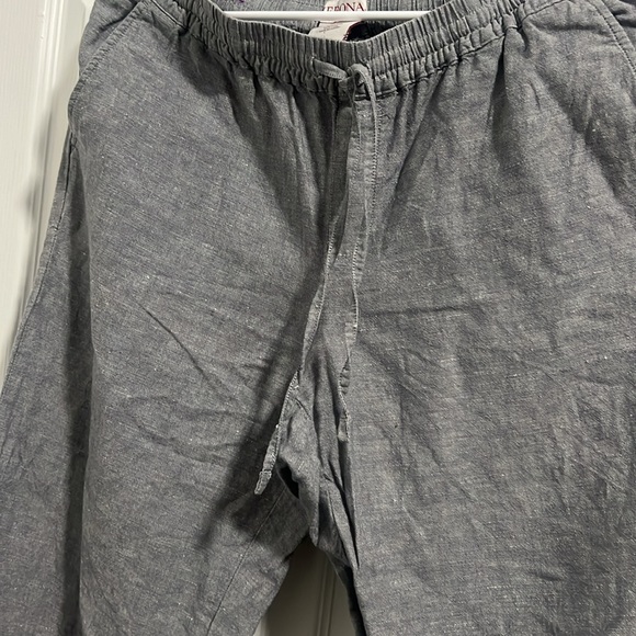 Gray linen and cotton blend wide leg pulling pants, size M - Picture 3 of 5